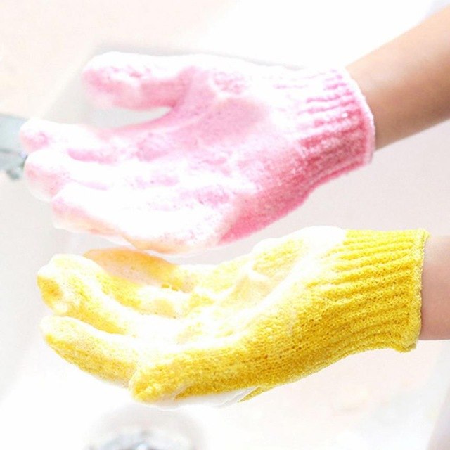 Exfoliating Shower Gloves 1 Pair Wash Skin Spa Bath