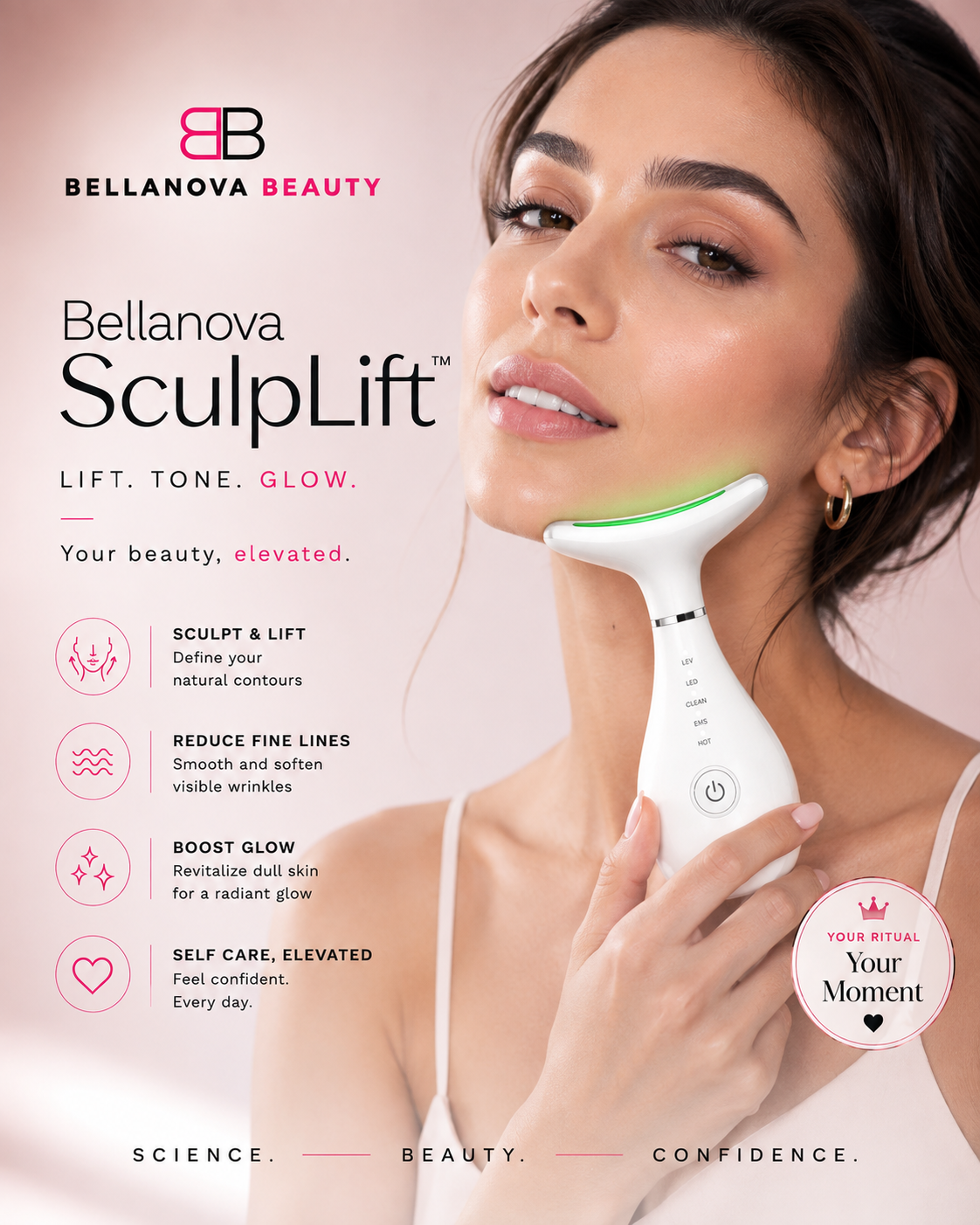 Sculplift Facial Massager 7 Color Led Light & Ems